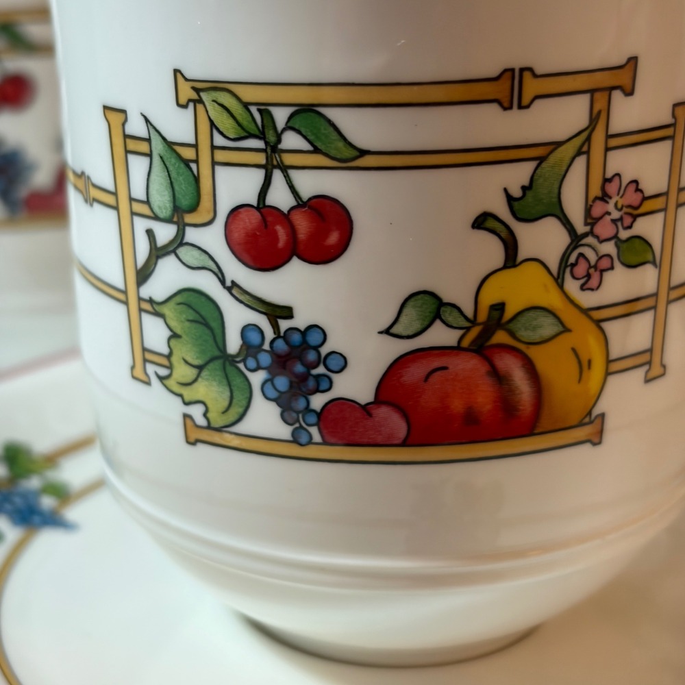 Villeroy & Boch Mon Jardin Coffee Tea Cups & Saucers set of 5 Short 3"